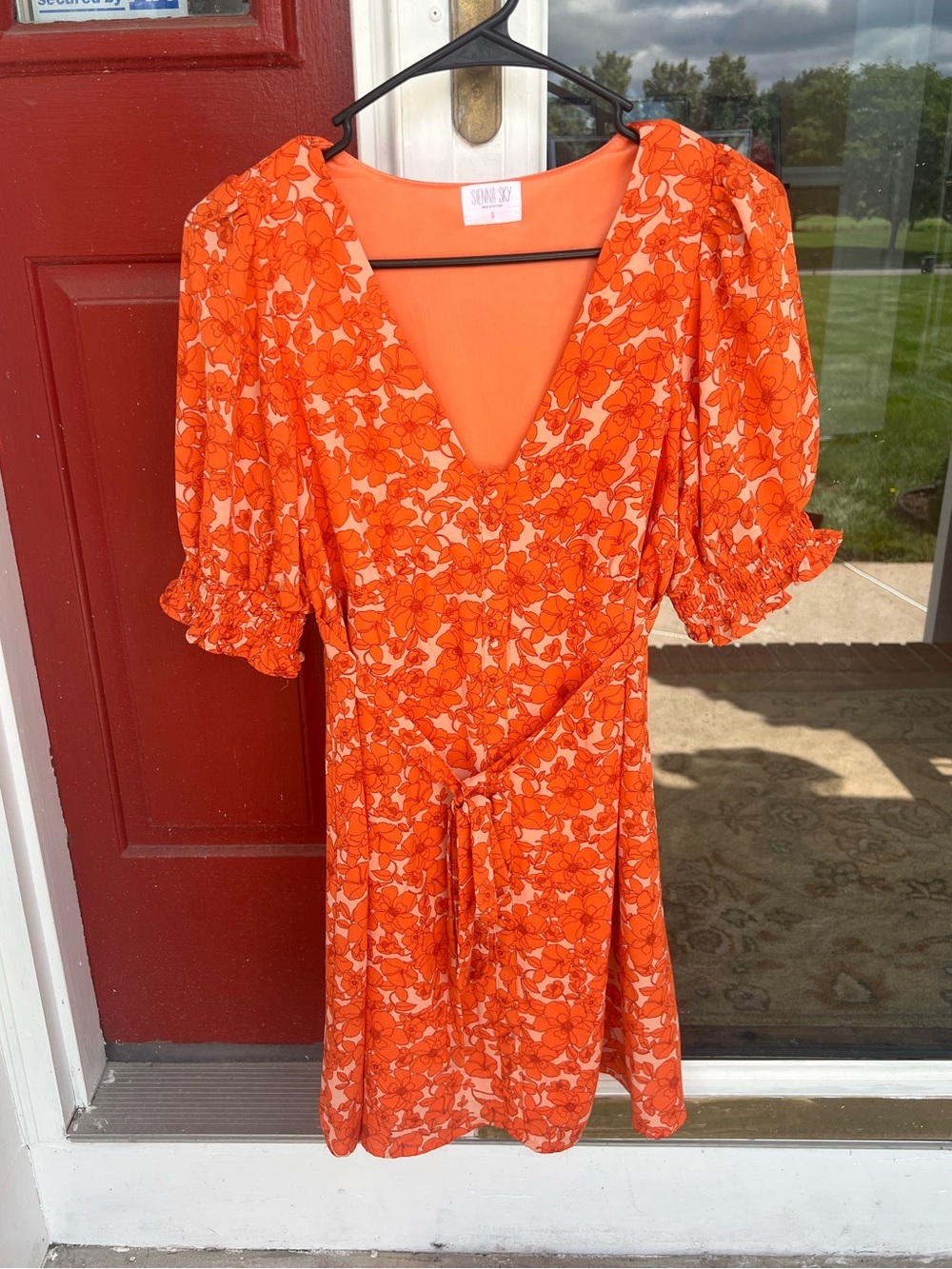Sienna Sky Orange Floral Mini Dress